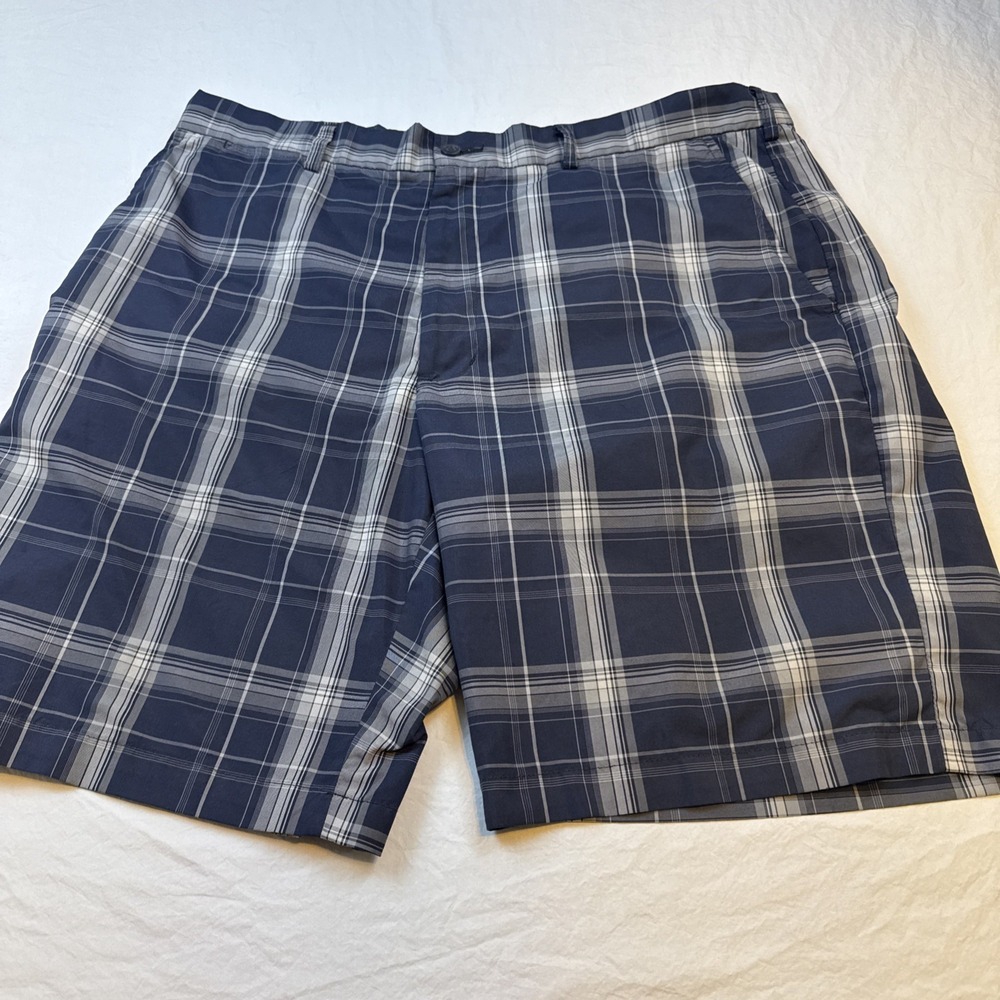 Ben Hogan Golf Shorts Mens 38 Gray/Blue  Performance Flat Front Stretch